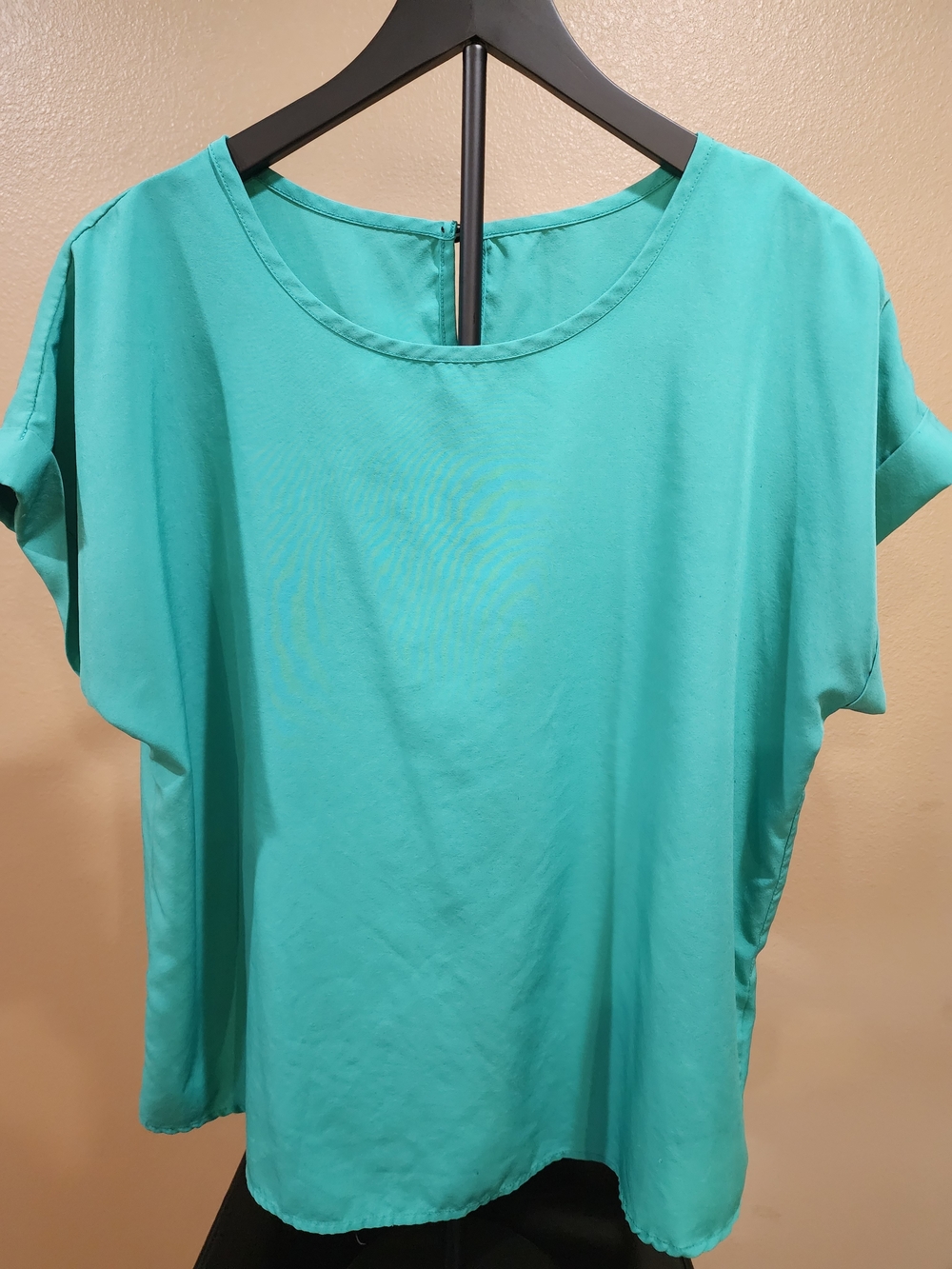 SHEIN Turquoise Short-Sleeve Round Neck Blouse
